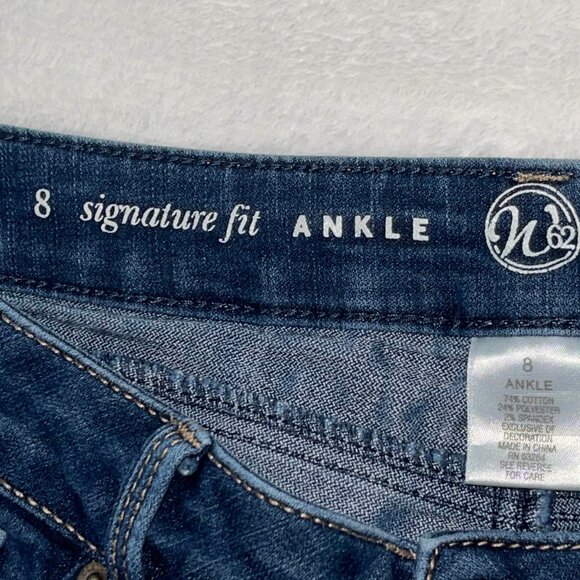 W62 Signature Fit Ankle Jeans Women 30x26 Size 8 Blue Denim Cropped - Picture 2 of 9